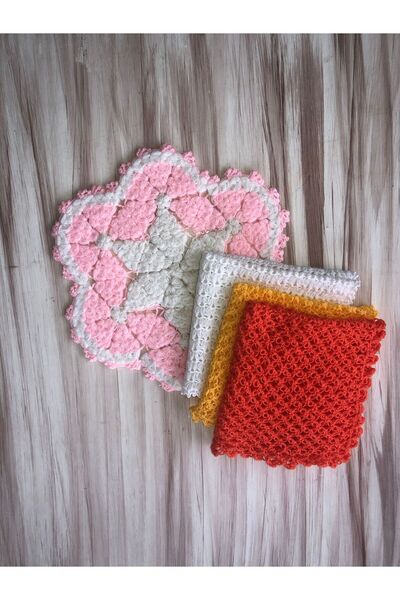 MOR TIRTIL مجموعة من 4 قطع من قماش الاستحمام المحبوك يدويًا، هدية زفاف، أعمال...