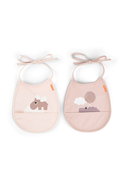 Done By Deer Set of 2 Bibs with Pocket Happy Clouds Powder