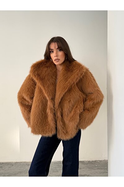 mydukkan.co Faux Fur Coat with Snap Fasteners