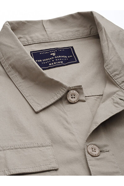 The Indian Garage Co By Styli Men Beige Slogan Print Casual Shirt