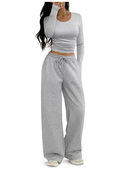 Timburly Pantaloni de trening unisex, purtabili în 4 sezoane, cu picior larg