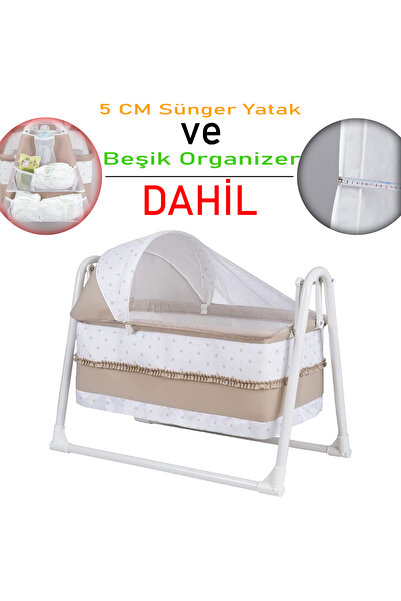 CHUBBY BABY Lüks Sallanır Tenteli Beşik + Organizer + 5 CM Sünger Yatak