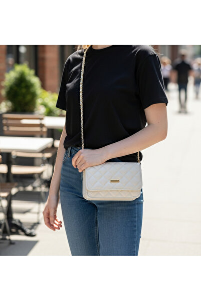 Moda fiesta Γυναικεία τσάντα χιαστί με καπιτονέ λουράκι με αλυσίδα – Πολλαπλές θήκες, θήκη για κάρτες, θήκη με φερμουάρ