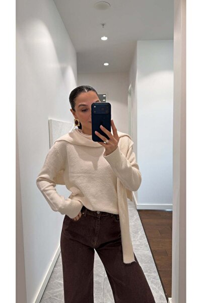 sinemkivanc co Pulover tricotat cu detalii tip șal