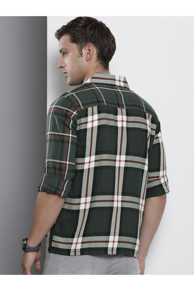 The Indian Garage Co By Styli Men Regular Fit Grey Checked Shirt