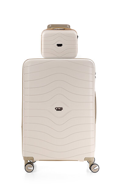 ÇÇS Ultra Hafif Polipropilen Körüklü Ekstra Hacim Orta+Makyaj 2 Lİ Valiz Seti