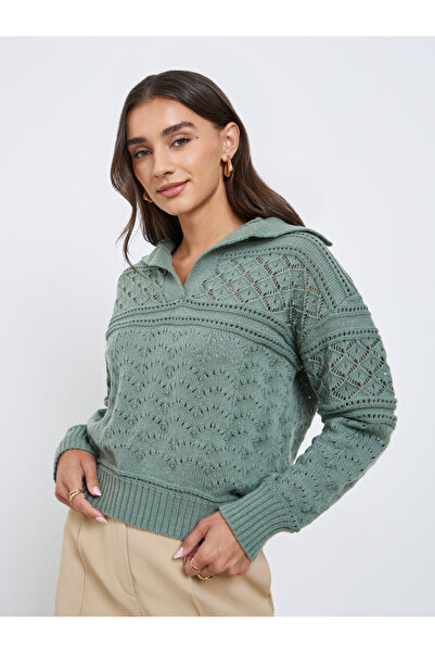 Styli Green Knit Long Sleeve Top