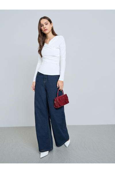 Take Two By Styli White Long Sleeve Wrap Top