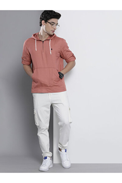 The Indian Garage Co By Styli Men Pink Hooded Shirt with Quarter Zip