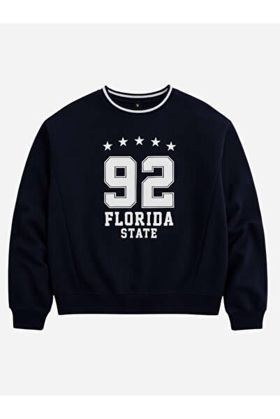 Victor and Jane By Styli Florida State 92 Contrast Rib Sweatshirt - 100% Cotton Fleece