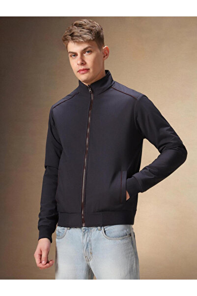 Dennis Lingo By Styli Men Mock Collar Solid Zip-Up Bomber Jacket