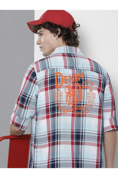 The Indian Garage Co By Styli Men Blue Relaxed Fit Casual Shirt