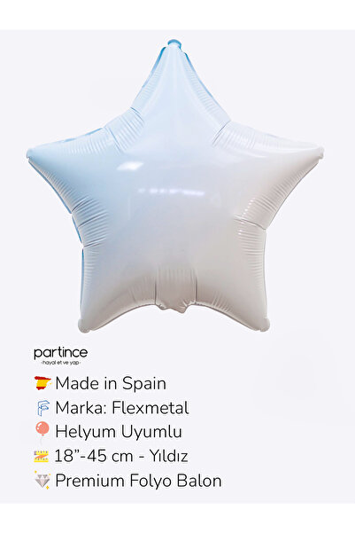 partince 18″ – 45 cm Yıldız Folyo Balonlar Paket İçi 1 Adet