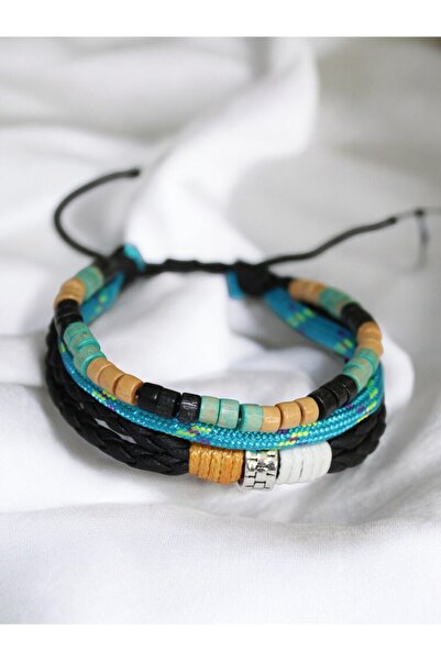 DEHNA Natural Wood Beaded Adjustable Handmade Unisex Bracelet