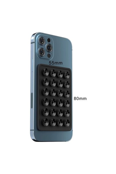 Flippy Universal Adhesive Mount for Phone/Tablet, 24 Suction Cups, Silicone, 8x5.5x1 cm, Black