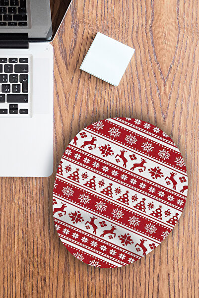 Ormira Konsept لوحة ماوس مطبوع مخططة باللون الأحمر لرأس السنة الجديدة