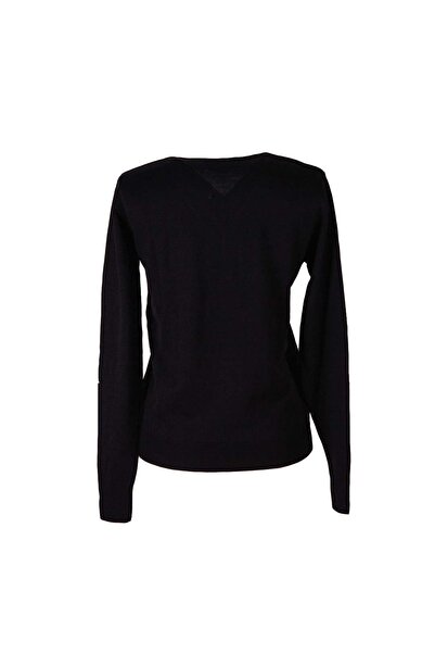 trender Alp01 Sleeve Detailed V-Neck Black Women's Sweater Alp01