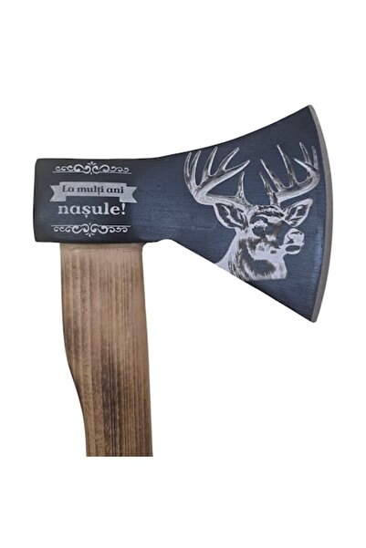 Rotor Topor personalizat „La mulți ani, naș”, model cerb 1000g, 38 cm