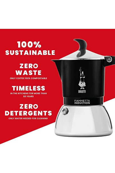 Bialetti Italian Coffee Maker FIAMMETTA Black Stainless Steel