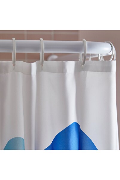 Generic Shower curtain, white/blue, 180 x 200 cm
