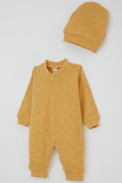 Breeze Baby Boy Romper Mini Geometric Shapes 0-6 Months, Mustard Yellow