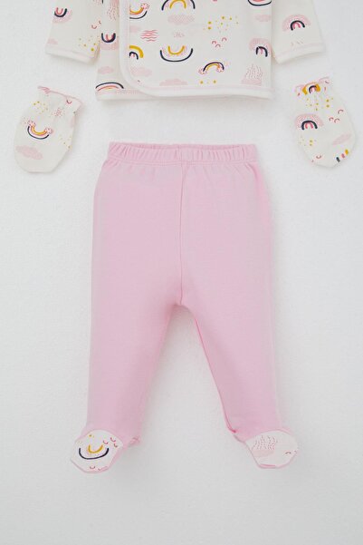 Breeze Baby Girl Hospital Release 5-Piece Set, Sky-Themed Cloud Pattern, 0-3 Months, Ecru