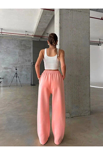 hibiscus 3 Yarns Fleece-Lined Oversized Tracksuit Salmon