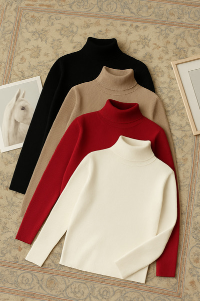 MELLORENZO Turtleneck Sweater 4-Piece Ready Pack Seasonal Savior Piece Cotton Turtleneck Slim Fit