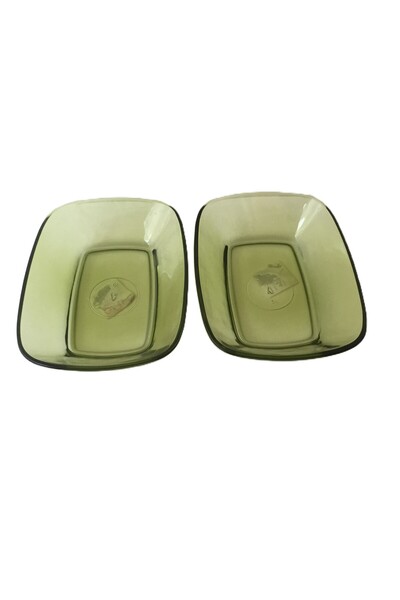 GÜROK LAV Defne 2 'li Cam Kayık Tabak 230 CC /Yeşil