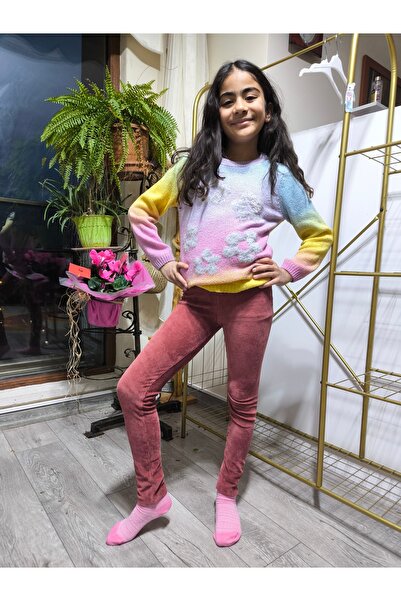 Şimo Butik Kız Çocuk Kalın Fitilli Tayt Esnek Yumuşak Rahat 10-11-12-13-14 Yaş Tarçın