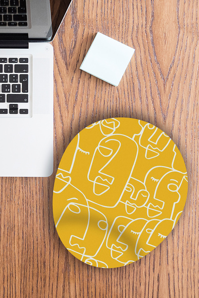 Ormira Konsept لوحة ماوس بأنماط وجه صفراء مطبوع