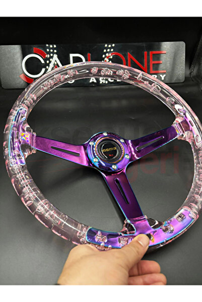 carlone Şeffaf Epoksi Direksiyon Momo 35cm Kabarcıklı Direksiyon Gül Kurusu P...