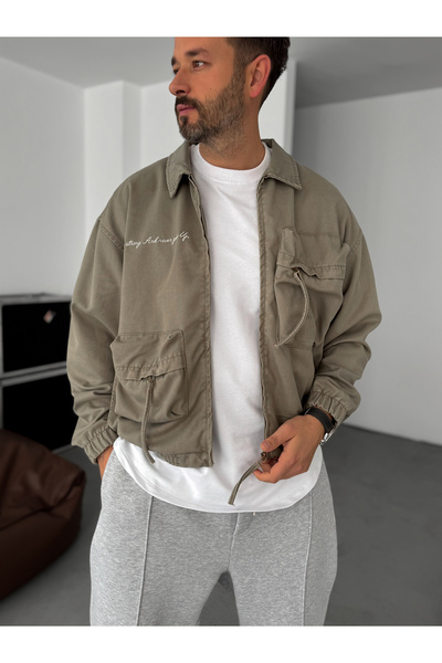 BYBASICMAN Πράσινο μπουφάν με μεγάλη τσέπη με φερμουάρ C-4594