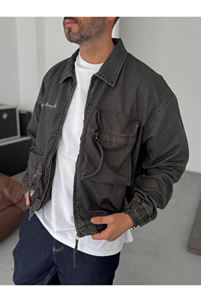 BYBASICMAN Black Large Pocket Zippered Jacket C-4594