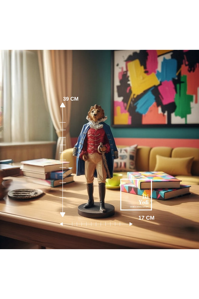 İki Yedi Konsept Patwell 771 Asil Amiral Aslan Heykeli Kurşun Asker Figürlü Dekoratif Obje Ofis Hediyesi