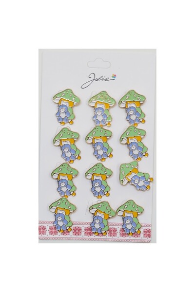 Flippy Set of 12 Children's Brooches Girl with Teddy Bear, Jolie