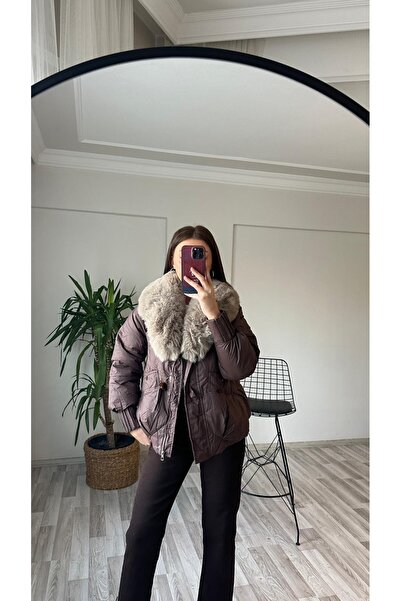 perchemfashion Yaka Peluşlu Şişme Mont