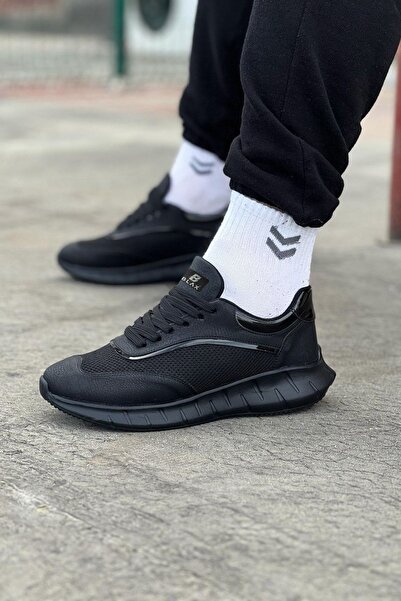 Mhoda Shoes Rlx062 Men's Lace-Up Knitwear Casual Sports Shoes Tst - Black