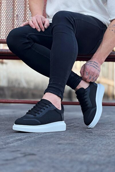 Mhoda Shoes Rlx019 Men's Casual Lace-Up Knitwear Skin Sports Sneaker Shoes Tcbt - Black