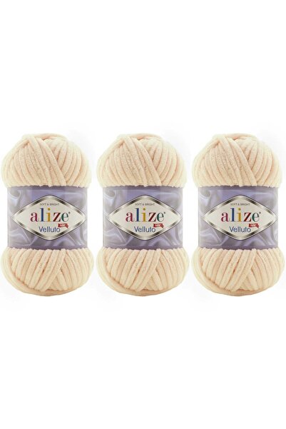 Alize VELLUTO Kadife El Örgü İpliği 100 Gr 3 ADET Renk 310 BAL KÖPÜĞÜ