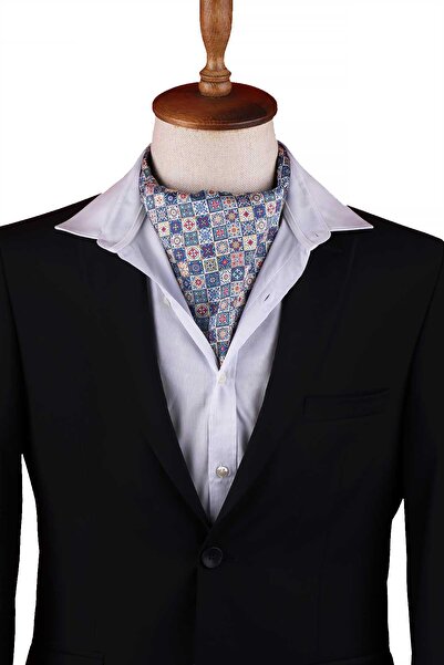 Kravatkolik Multi-Colored Mosaic Motif Pattern Men's Scarf Ascot K663