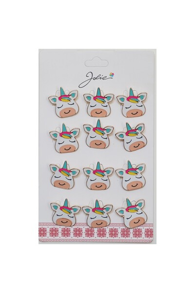 Flippy Set of 12 Unicorn Children's Brooches with Eyes Closed