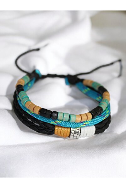 DEHNA Natural Wood Beaded Adjustable Handmade Unisex Bracelet