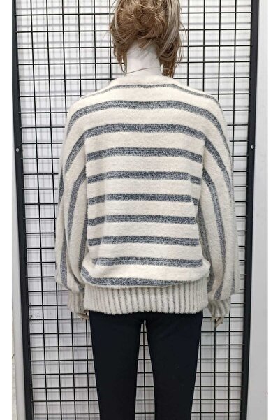 WIENELLA Women's Bearded Striped Knitwear Sweater