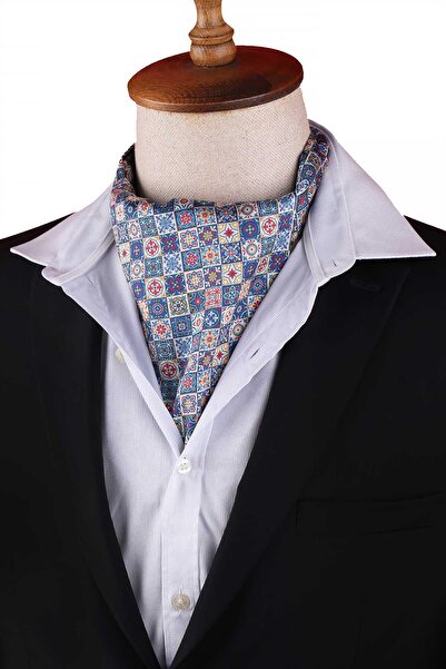 Kravatkolik Multi-Colored Mosaic Motif Pattern Men's Scarf Ascot K663