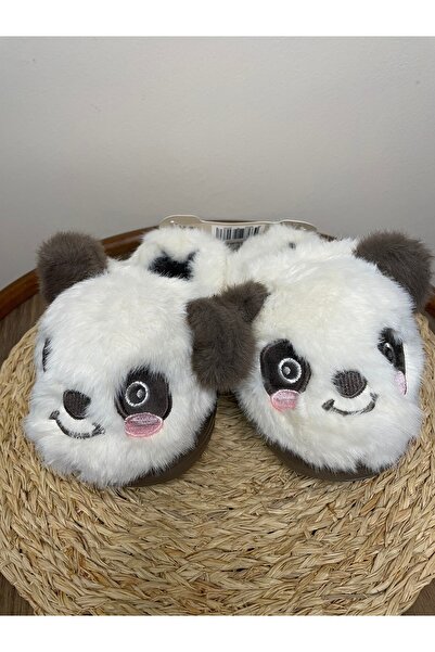 My Easy Shop MesKids Panda Figürlü Peluş Bebe Ayakkabı Terlik Panduf Tabanlı