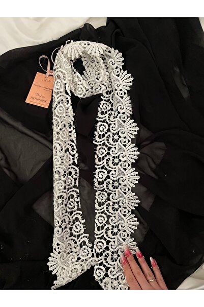 Nurcanilirboutique وشاح دانتيل أبيض