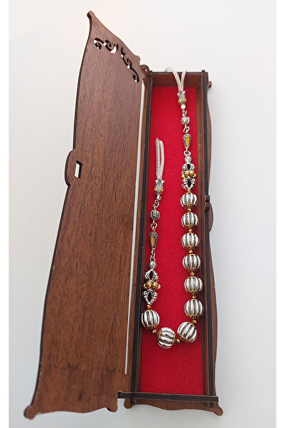 aytens Master Crafted Zamak Zaza Prayer Beads with Brass Inlay and Natural Stones - Special Design
