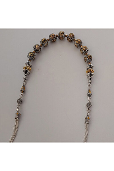aytens Master Crafted Zamak Zaza Prayer Beads with Brass Inlay and Natural Stones - Special Design