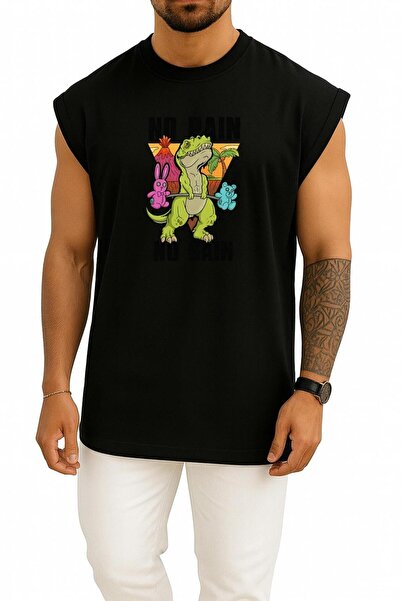 Bahriyeli Collection Supradimensionat No Pain No Gain Dinozaur cu imprimeu pe...